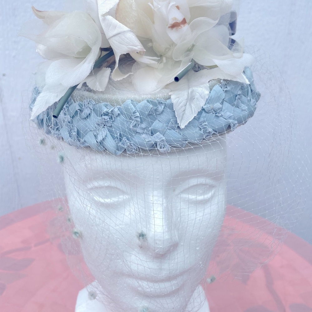 Blue And white vintage hat